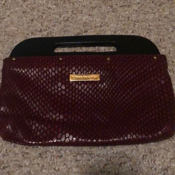 SOLD- Carrie Dunham red leather clutch - like new - Picture 1 of 4